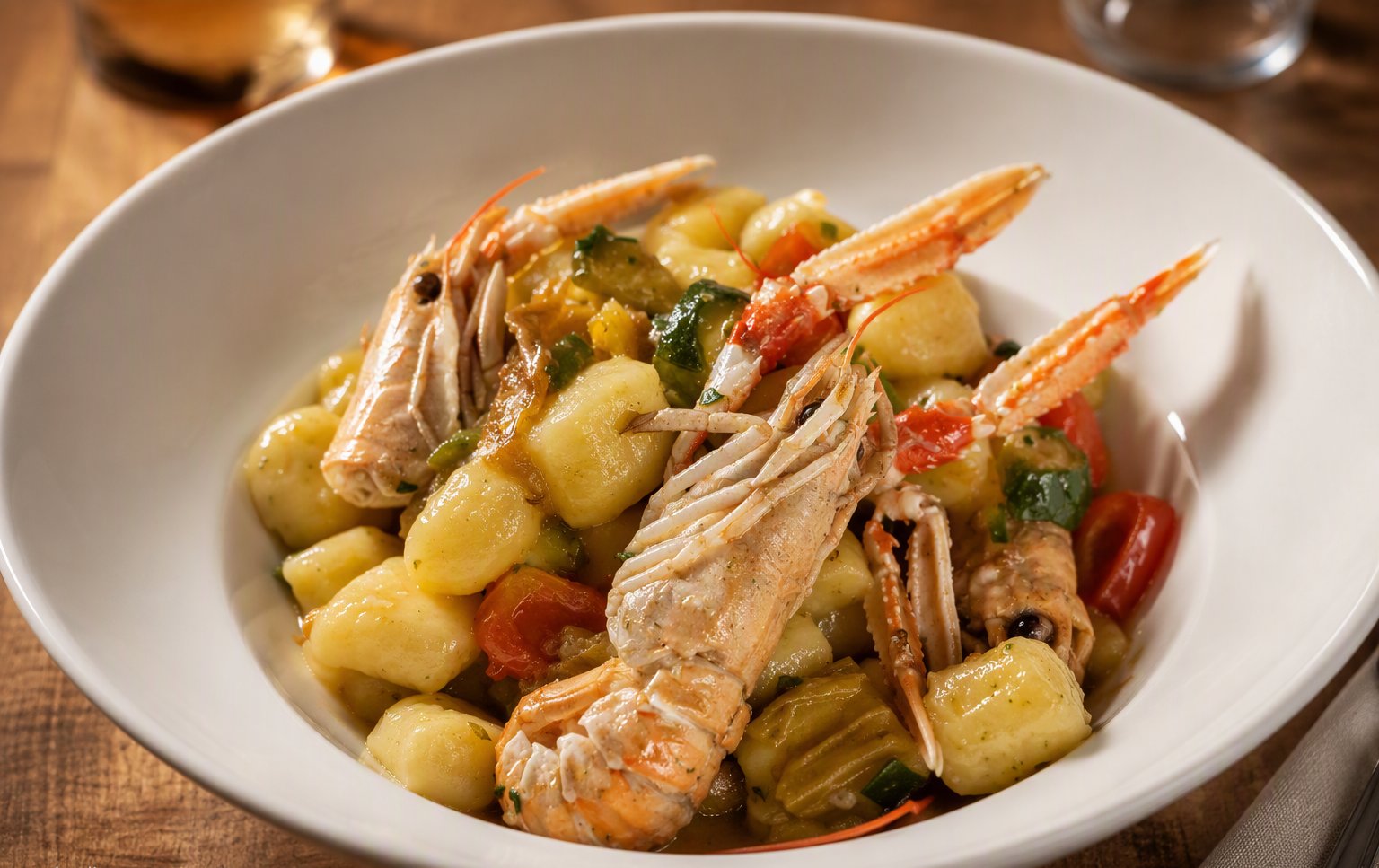 Gnocchi allo scoglio con scampi e zucchine